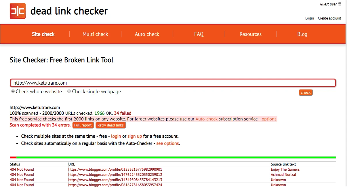 dead-link-checker
